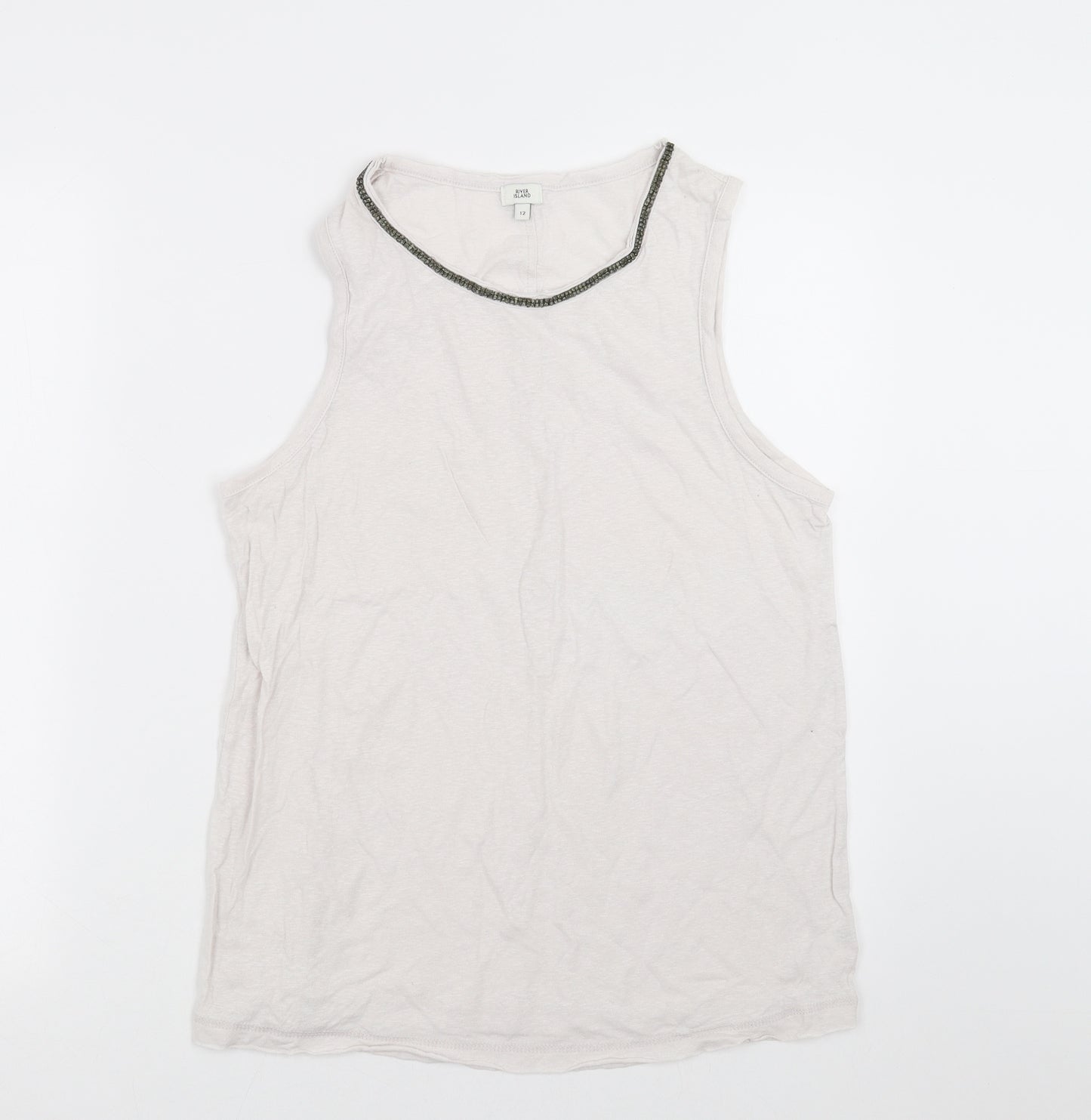 River Island Womens White   Basic Tank Size 12  - Off White