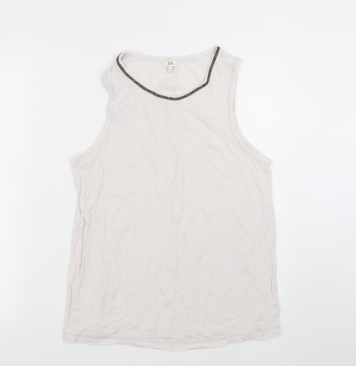 River Island Womens White   Basic Tank Size 12  - Off White