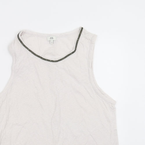 River Island Womens White   Basic Tank Size 12  - Off White
