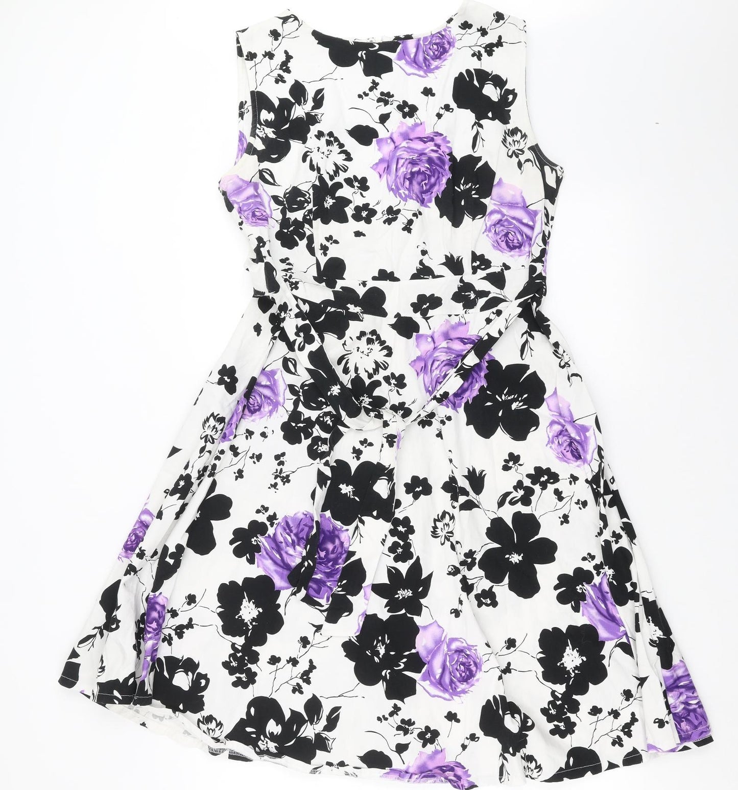 Preworn Womens White Floral  A-Line  Size 2XL