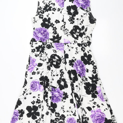 Preworn Womens White Floral  A-Line  Size 2XL