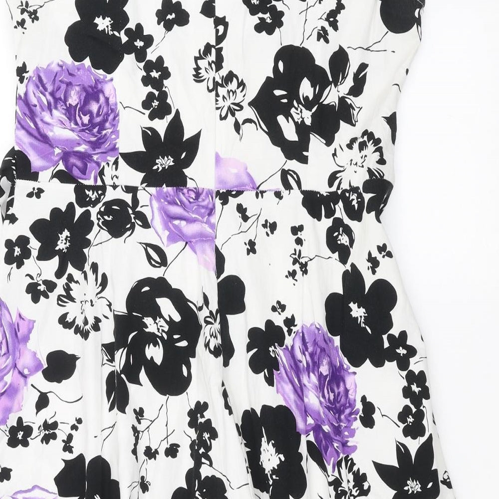 Preworn Womens White Floral  A-Line  Size 2XL
