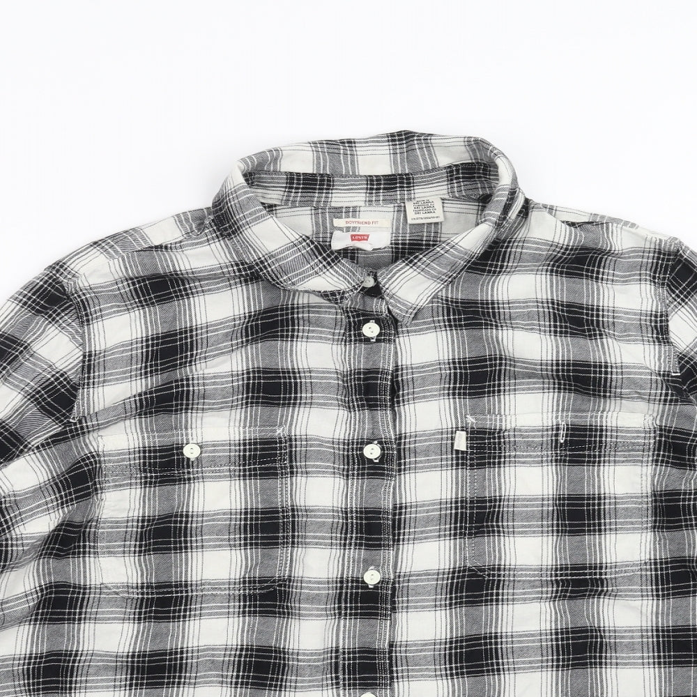 LEVIS Womens Black Check  Basic Button-Up Size 2XL  - Boyfriend Fit
