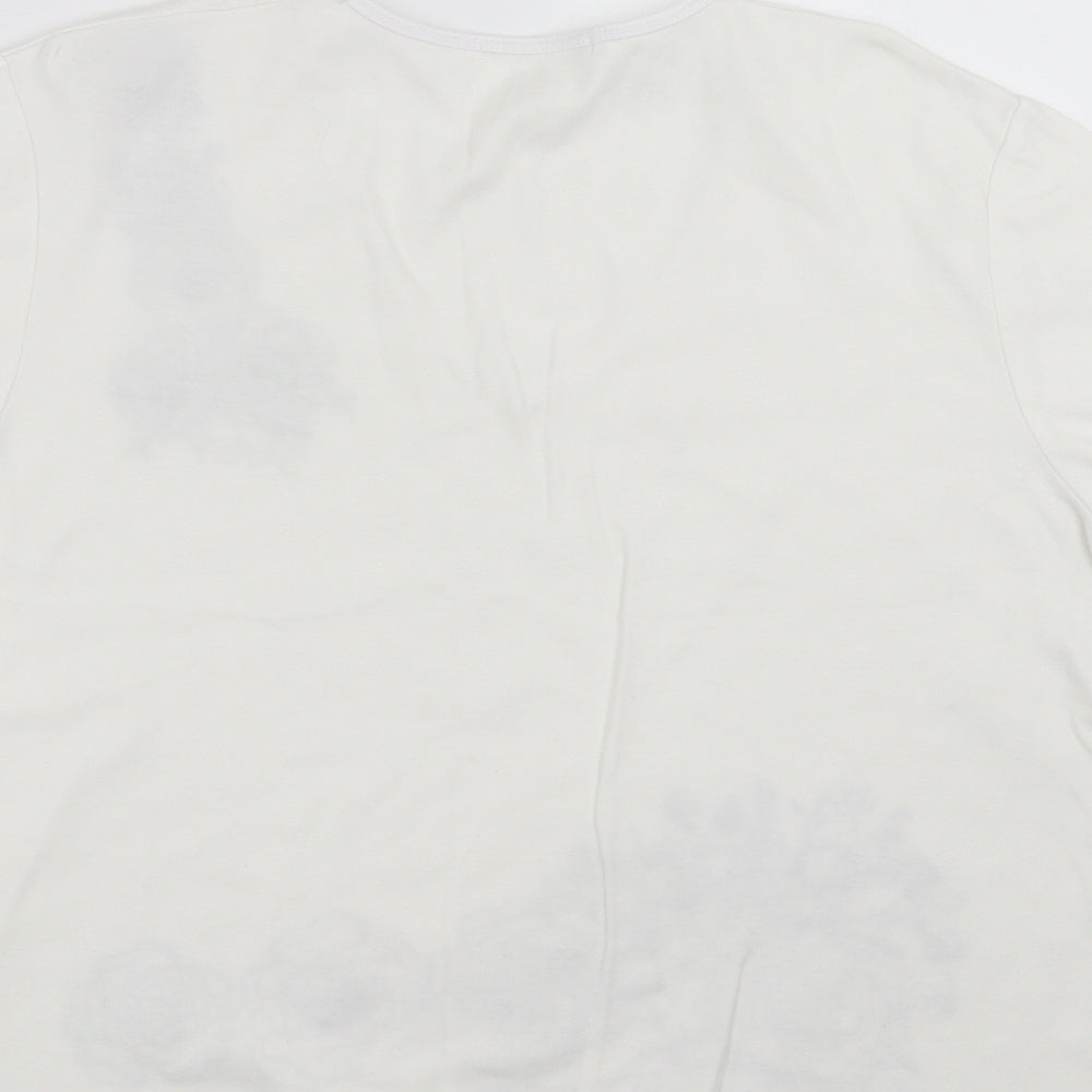 Viz A Viz Womens White   Basic T-Shirt Size 16  - Floral embroidery