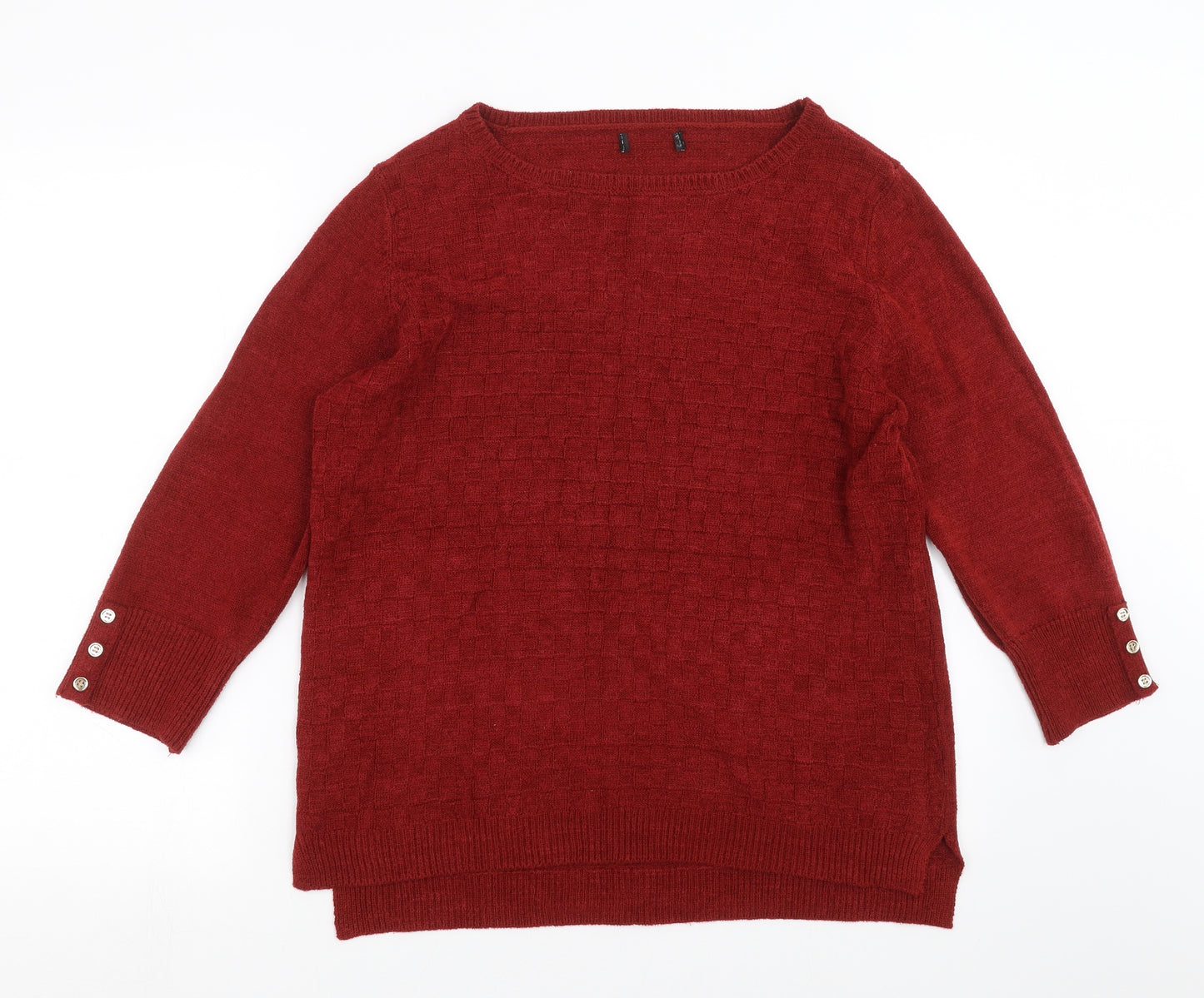 Matalan Womens Red Check Knit Pullover Jumper Size 16