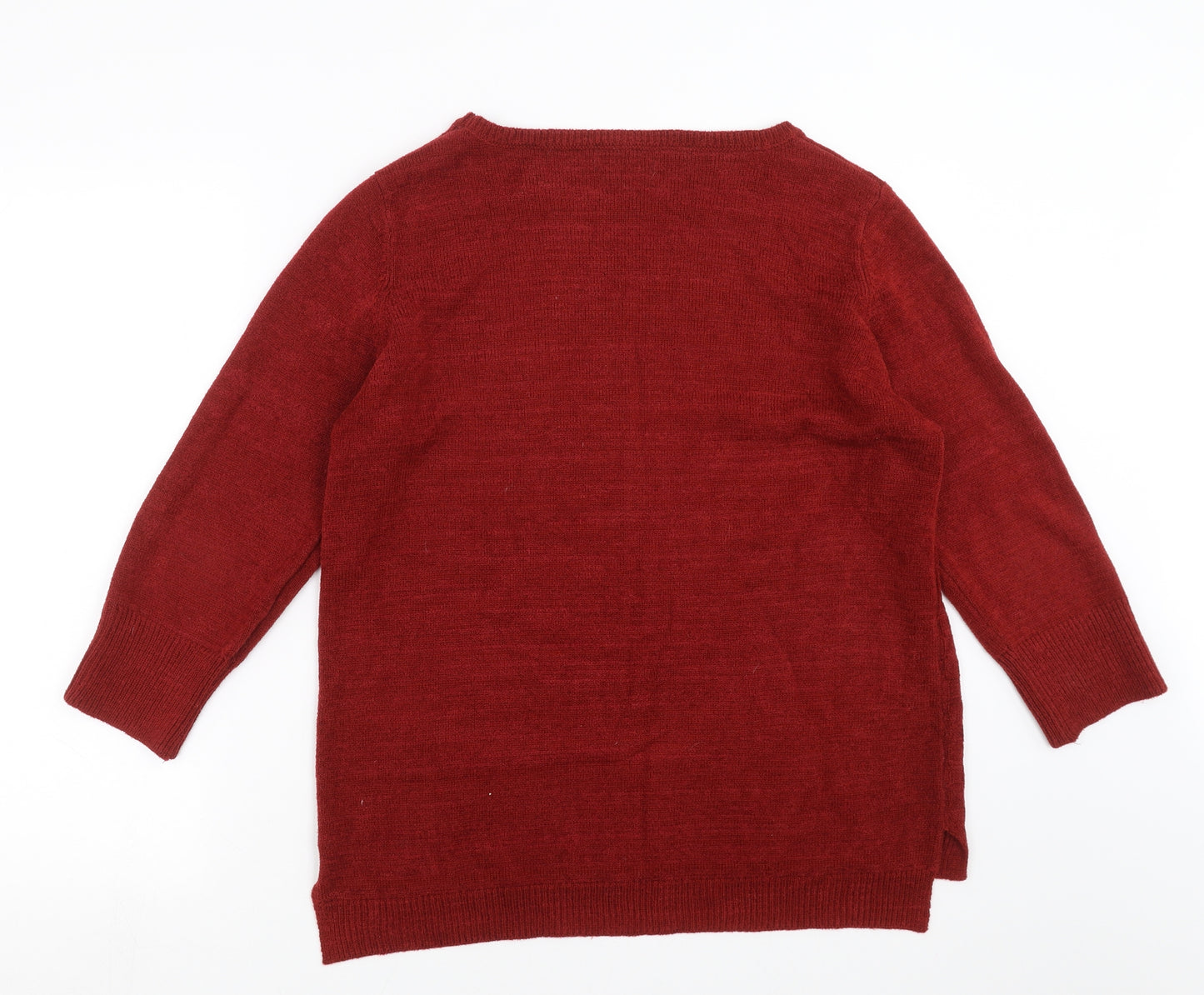 Matalan Womens Red Check Knit Pullover Jumper Size 16