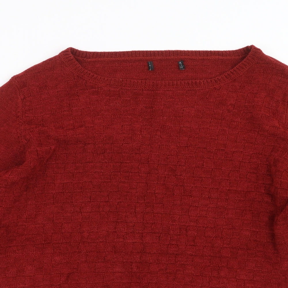 Matalan Womens Red Check Knit Pullover Jumper Size 16