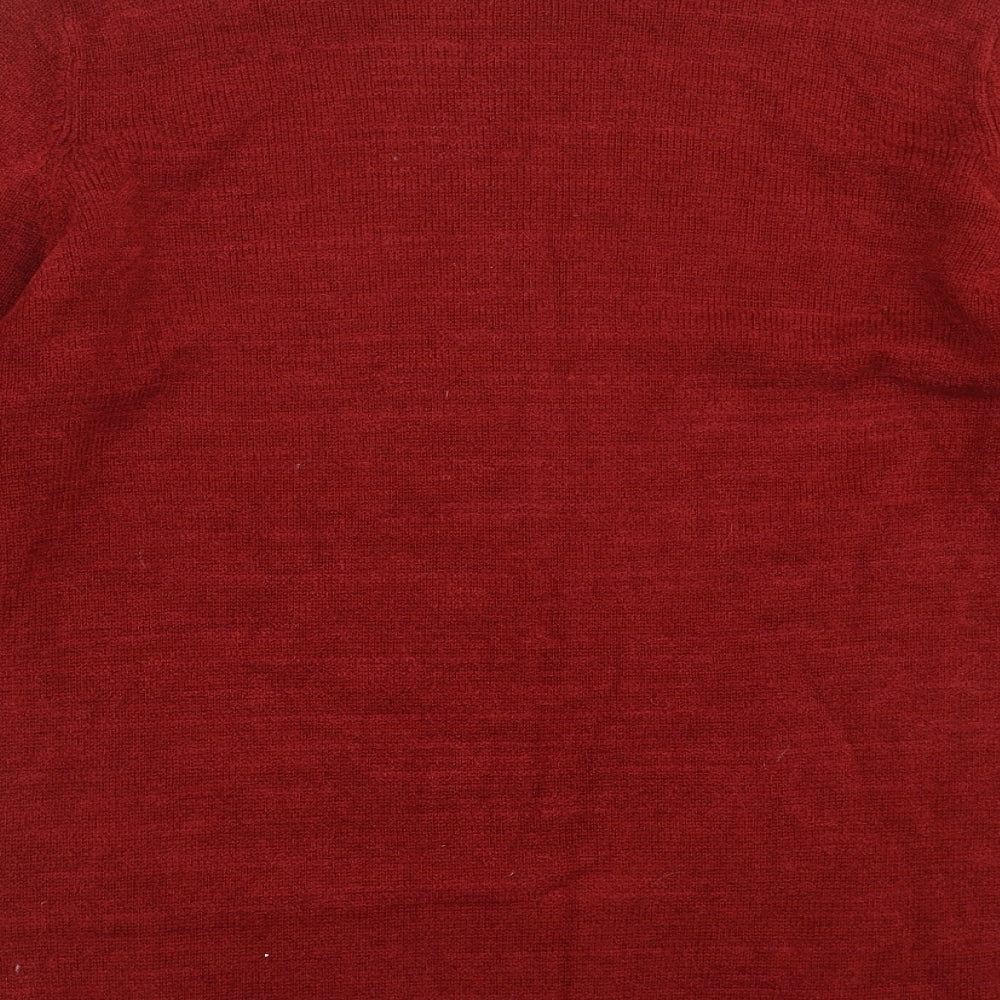 Matalan Womens Red Check Knit Pullover Jumper Size 16
