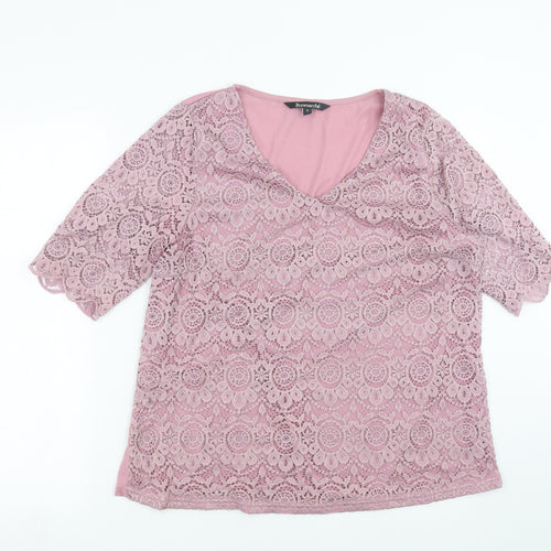 Bonmarché Womens Purple Floral  Basic Blouse Size 16