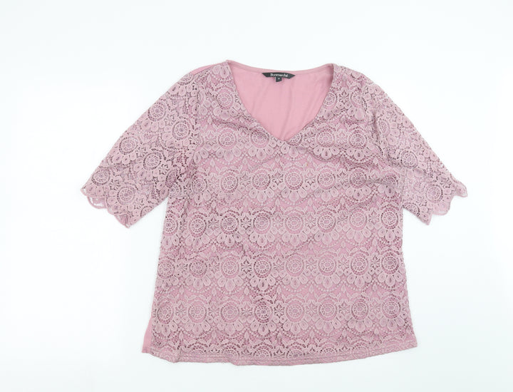 Bonmarché Womens Purple Floral  Basic Blouse Size 16
