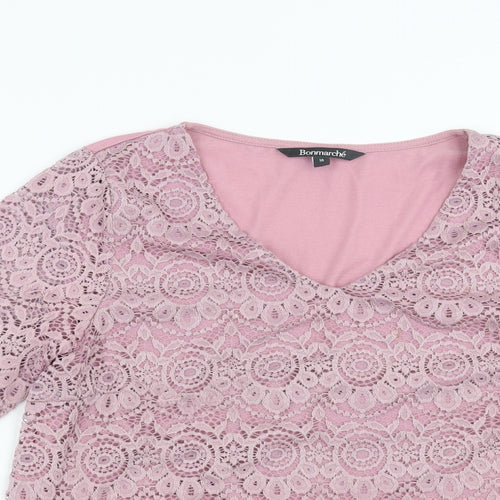 Bonmarché Womens Purple Floral  Basic Blouse Size 16