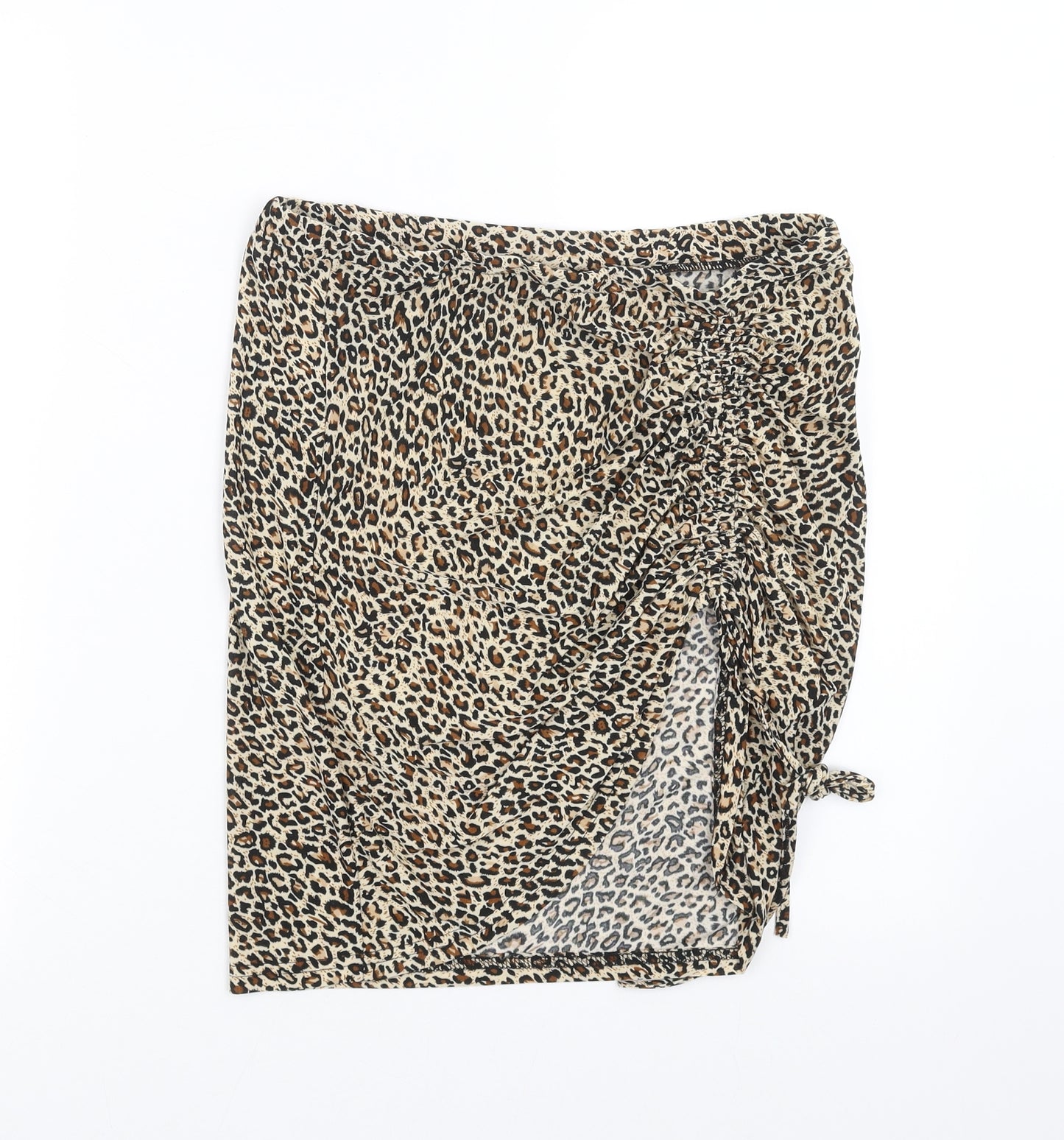 SheIn Womens Brown Animal Print  Straight & Pencil Skirt Size L  - ruched