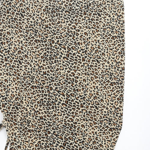 SheIn Womens Brown Animal Print  Straight & Pencil Skirt Size L  - ruched