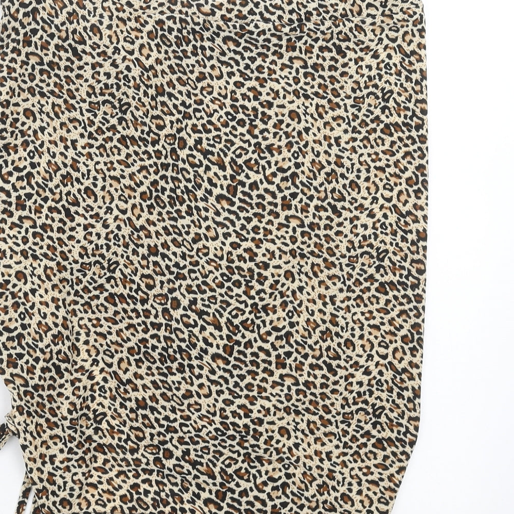 SheIn Womens Brown Animal Print  Straight & Pencil Skirt Size L  - ruched