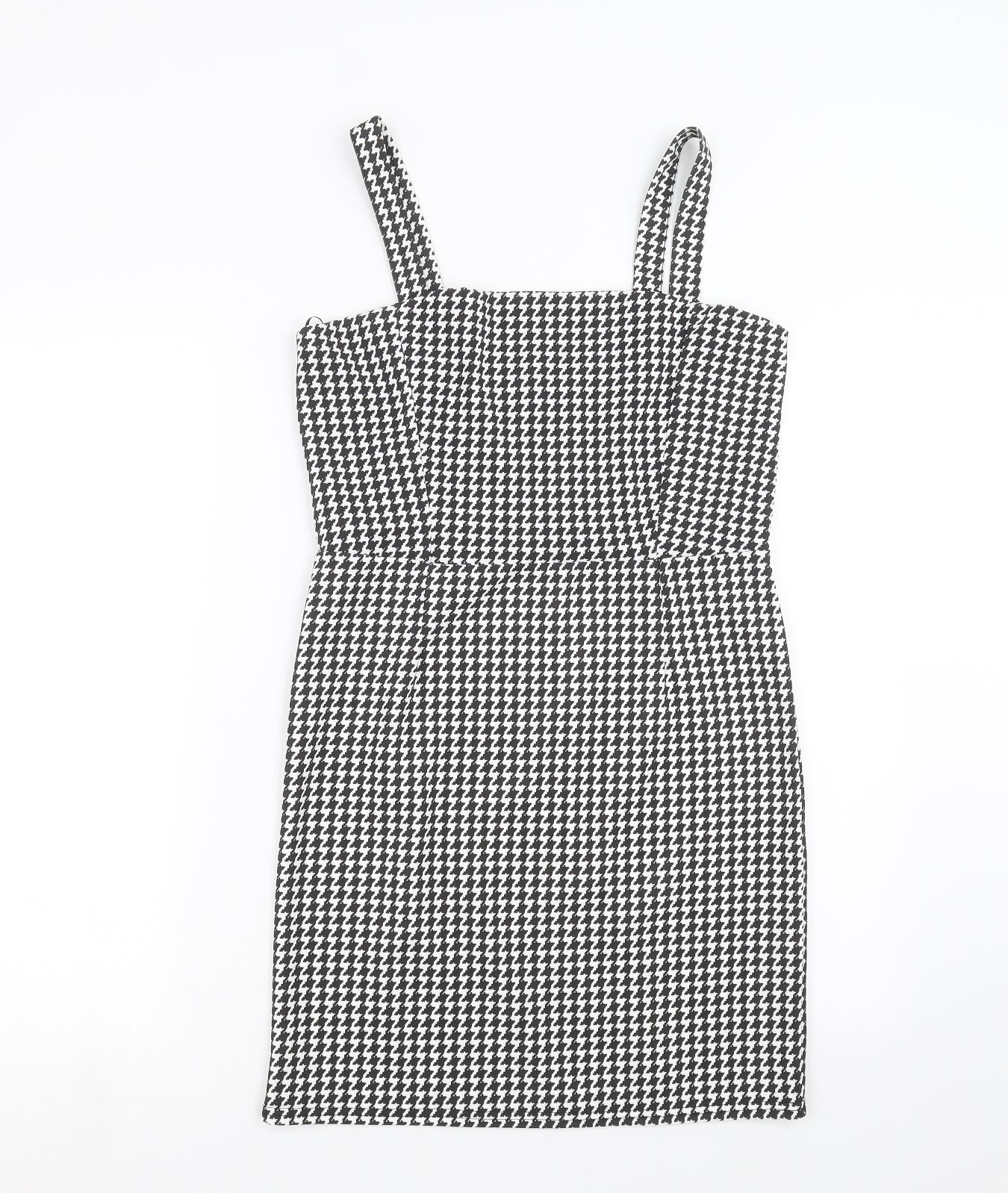 I SAW IT FIRST Womens Black Houndstooth  Pinafore/Dungaree Dress  Size 14