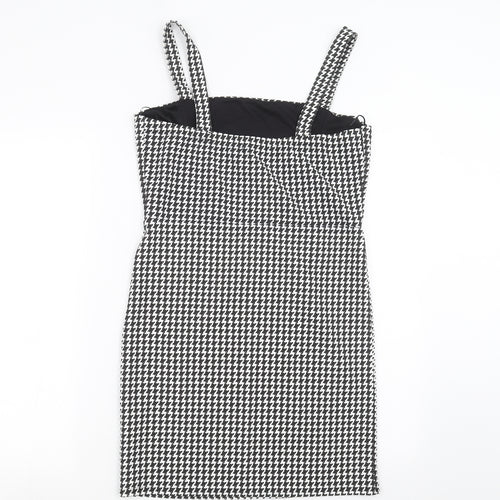 I SAW IT FIRST Womens Black Houndstooth  Pinafore/Dungaree Dress  Size 14