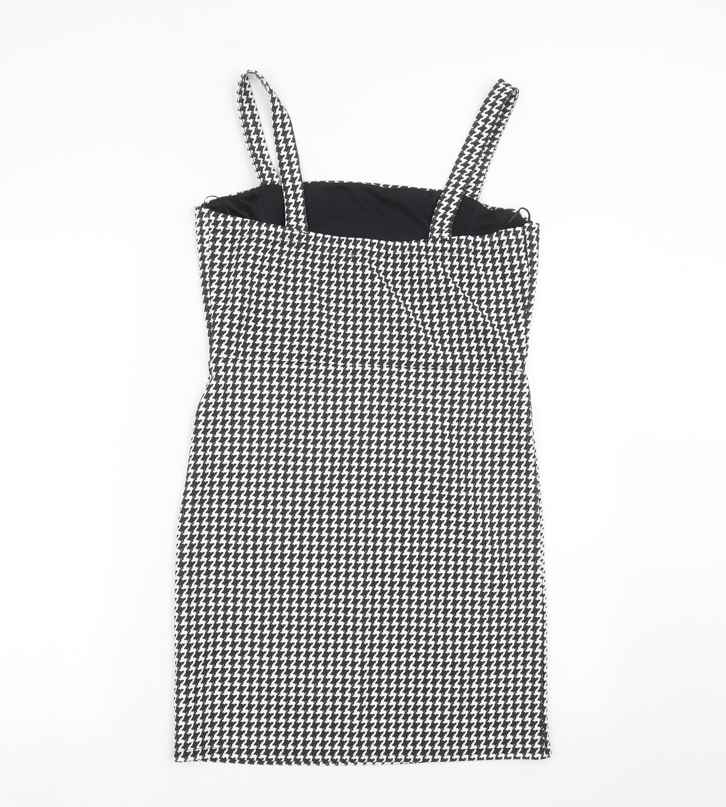 I SAW IT FIRST Womens Black Houndstooth  Pinafore/Dungaree Dress  Size 14