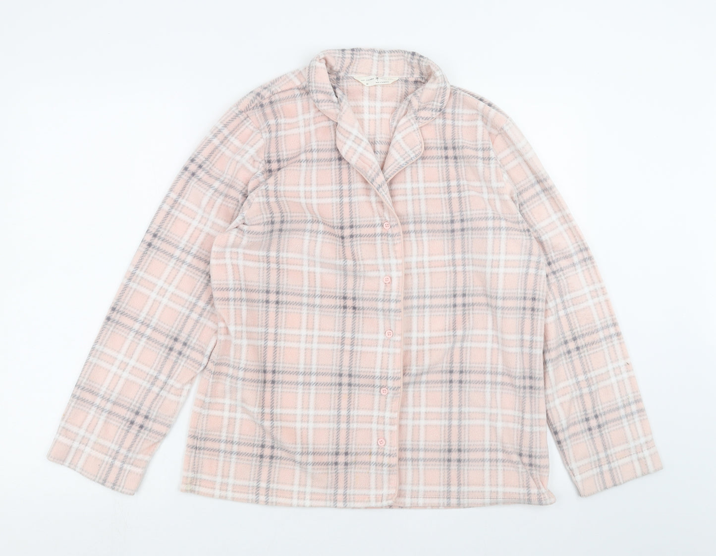 Marks and Spencer Womens Pink Check Fleece Top Pyjama Top Size M