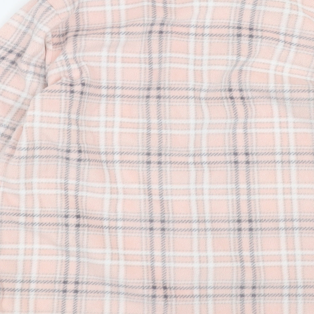 Marks and Spencer Womens Pink Check Fleece Top Pyjama Top Size M