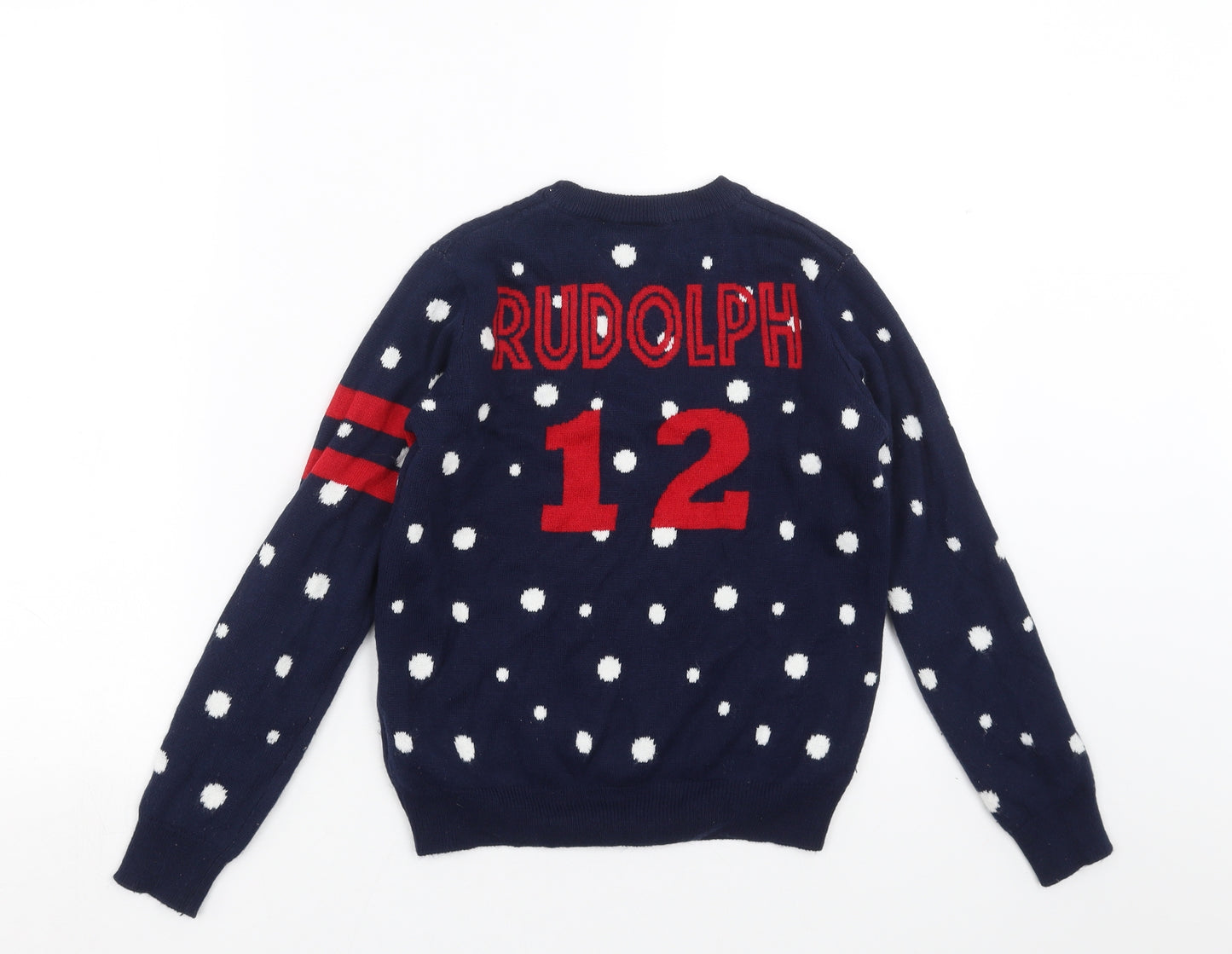 pepperts! Girls Blue  Knit Pullover Jumper Size 8-9 Years  - Christmas