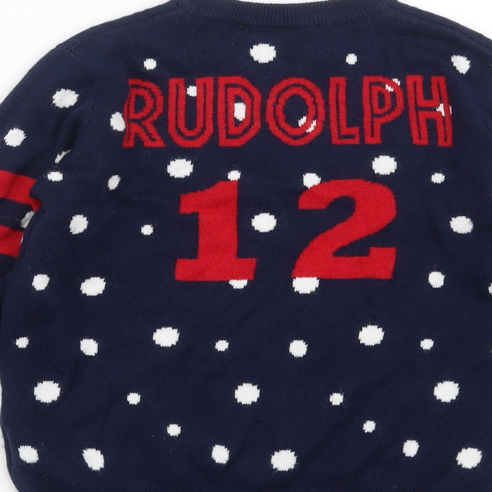 pepperts! Girls Blue  Knit Pullover Jumper Size 8-9 Years  - Christmas