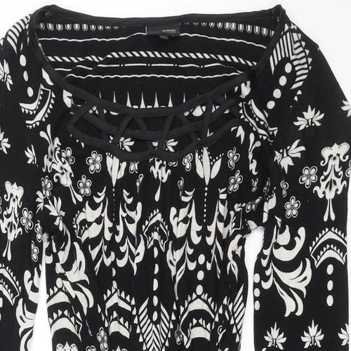 NEXT Womens Black Floral  Basic Blouse Size 8