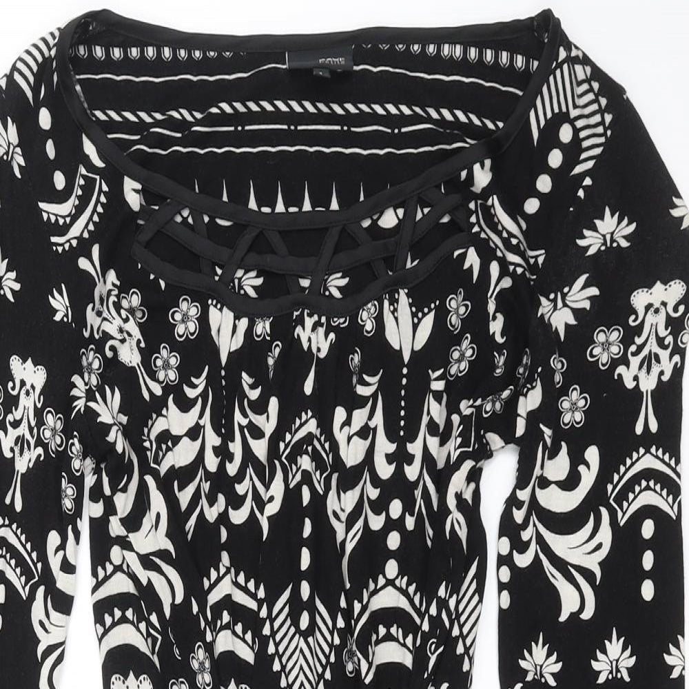NEXT Womens Black Floral  Basic Blouse Size 8