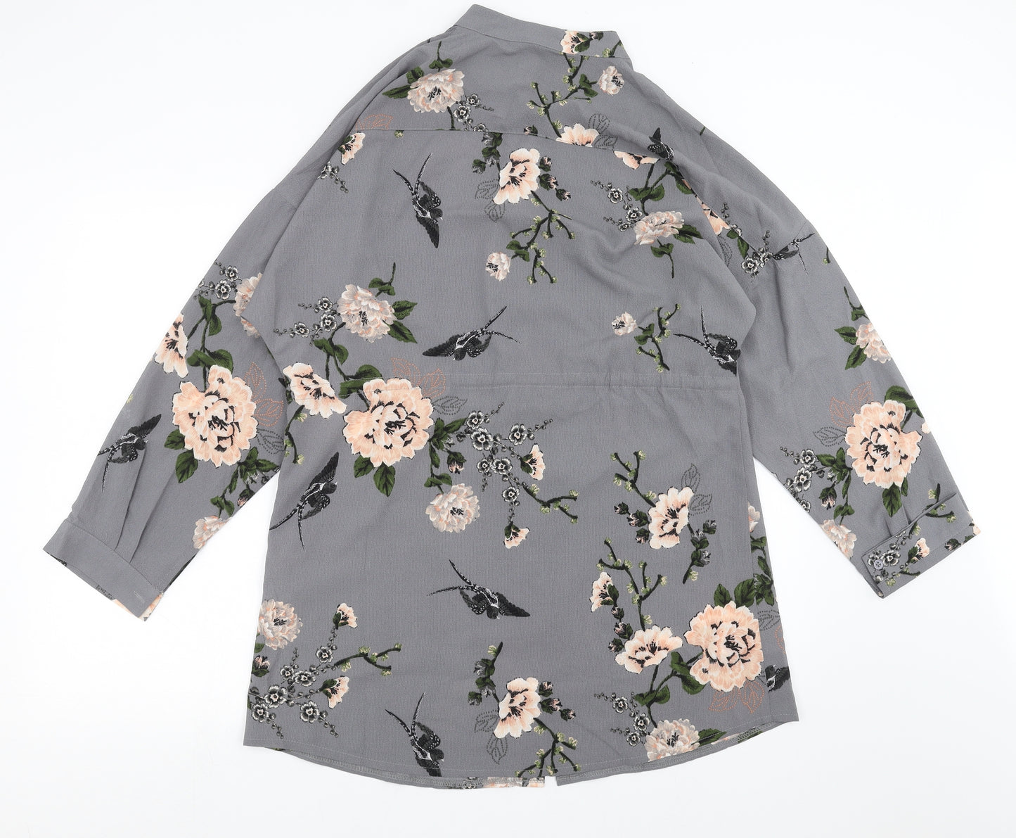 Boohoo Womens Grey Floral  Shirt Dress  Size 14