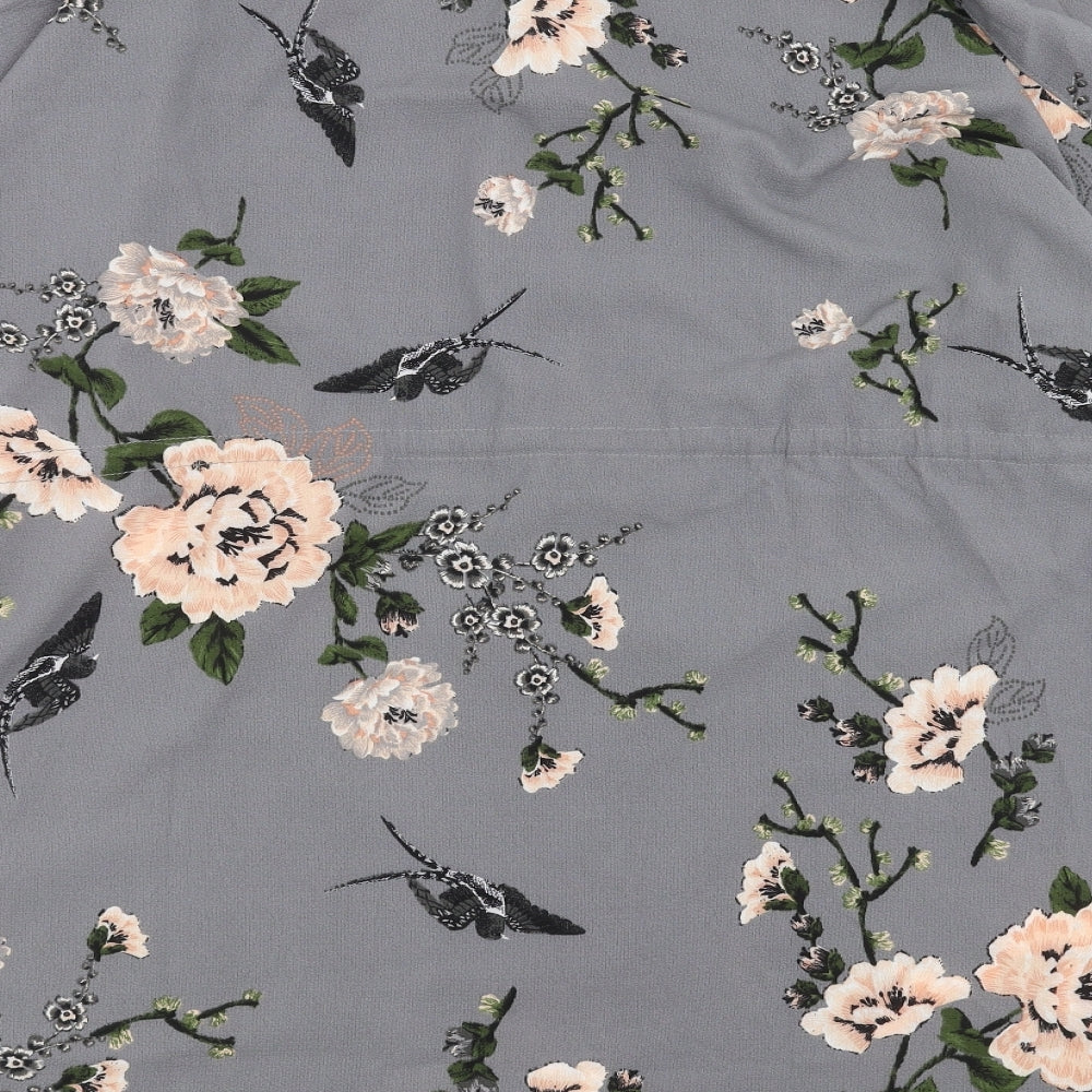 Boohoo Womens Grey Floral  Shirt Dress  Size 14