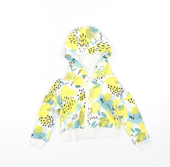 TU Girls Yellow Floral Full Zip Hoodie Size 3 Years - Lemons