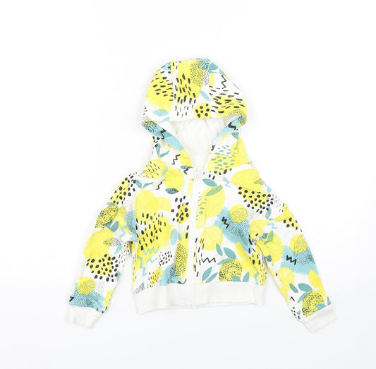 TU Girls Yellow Floral  Full Zip Hoodie Size 3 Years  - Lemons