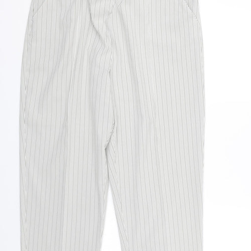 BM Womens White Striped  Cropped Trousers Size 18 L24 in
