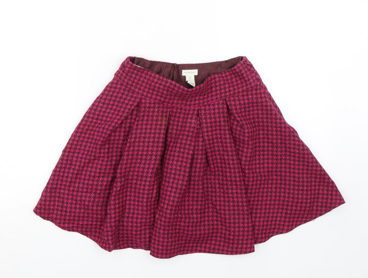 Monsoon Girls Pink Houndstooth Skater Skirt Size 9-10 Years