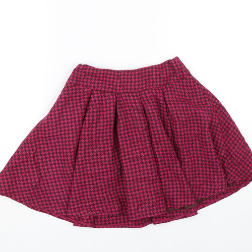 Monsoon Girls Pink Houndstooth  Skater Skirt Size 9-10 Years