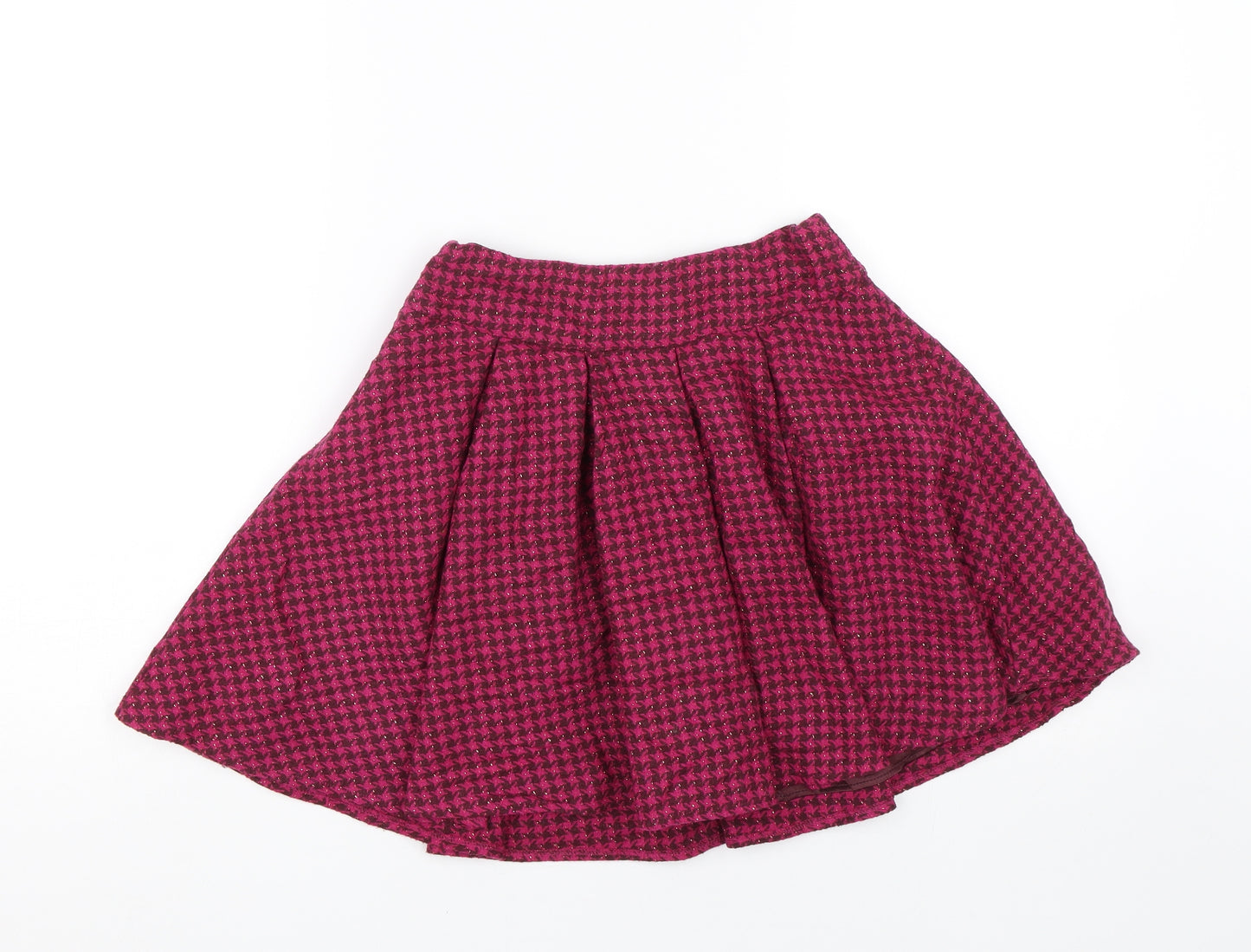 Monsoon Girls Pink Houndstooth  Skater Skirt Size 9-10 Years
