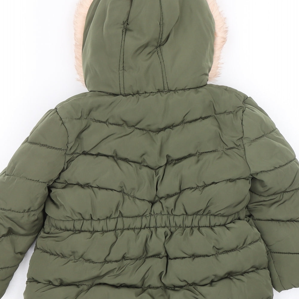 Primark Girls Green   Puffer Jacket Coat Size 2-3 Years