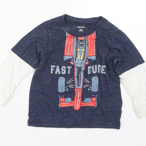 Carters Baby Blue   Basic T-Shirt Size 18-24 Months  - Car
