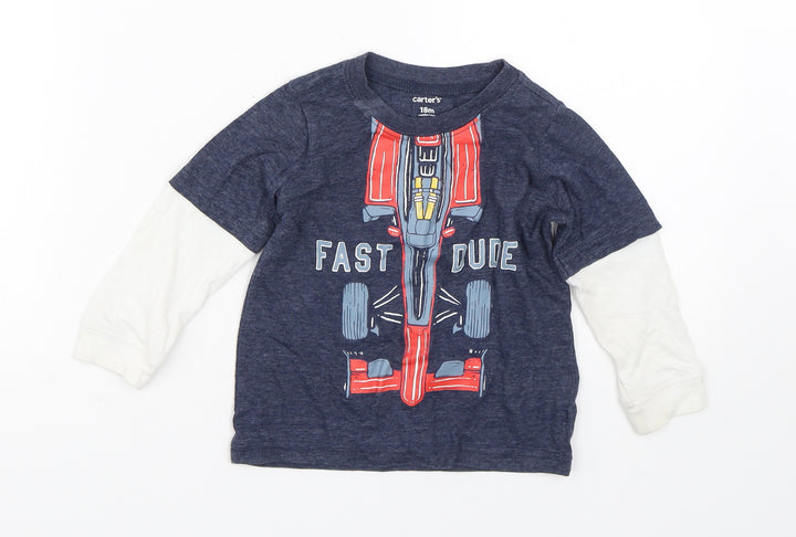Carters Baby Blue   Basic T-Shirt Size 18-24 Months  - Car