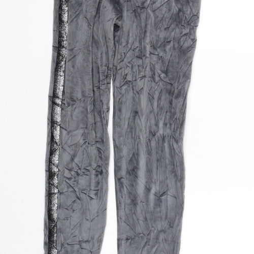 Preworn Womens Grey Striped Velour Sweatpants Trousers Size S L27.5 in