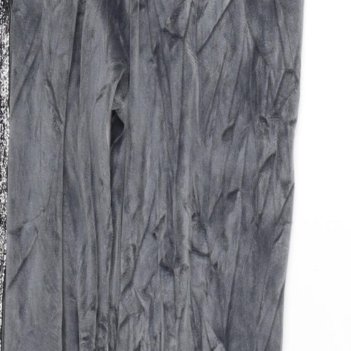 Preworn Womens Grey Striped Velour Sweatpants Trousers Size S L27.5 in