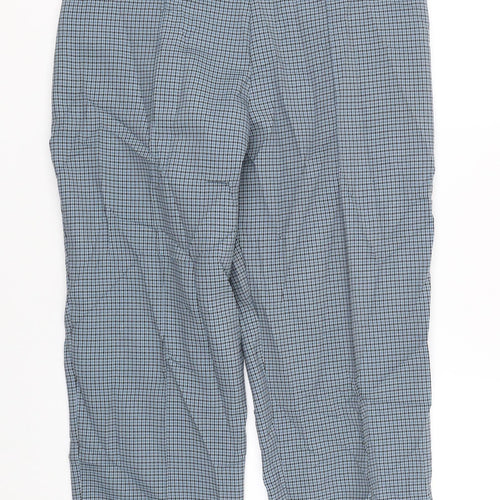 Preworn Womens Blue Houndstooth  Cropped Trousers Size 14 L23.5 in