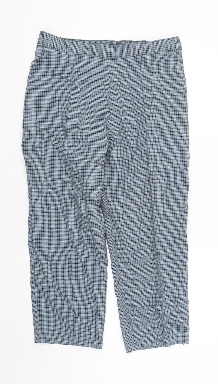 Preworn Womens Blue Houndstooth Cropped Trousers Size 14 L23.5 in