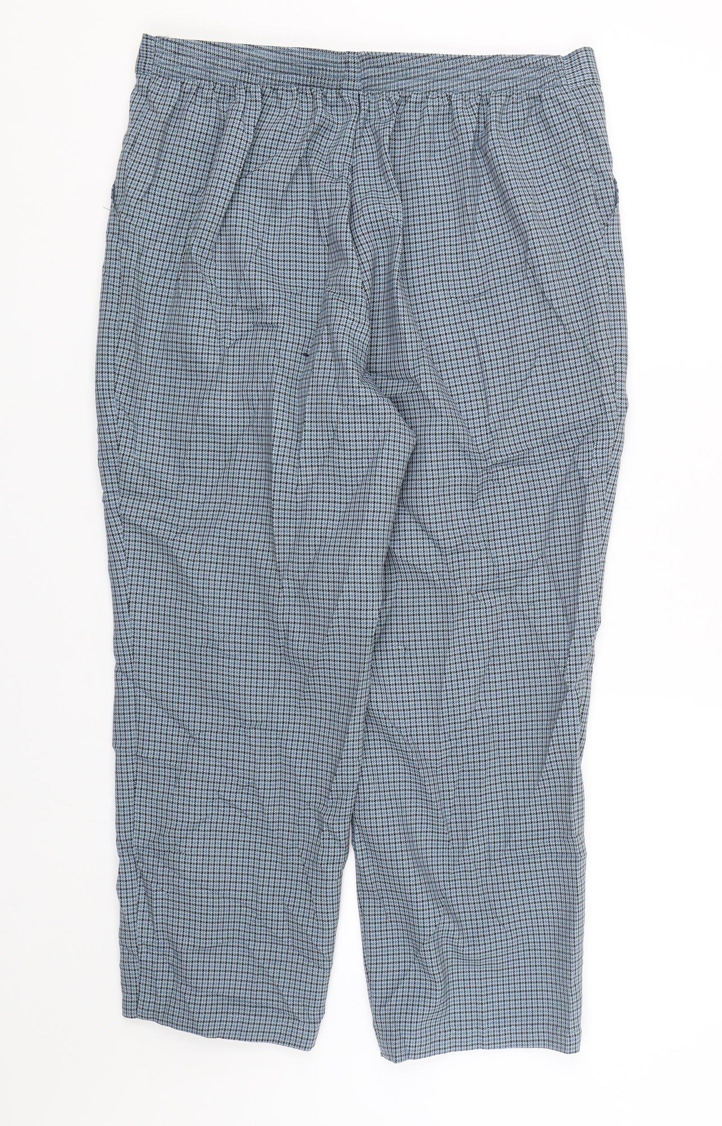 Preworn Womens Blue Houndstooth  Cropped Trousers Size 14 L23.5 in