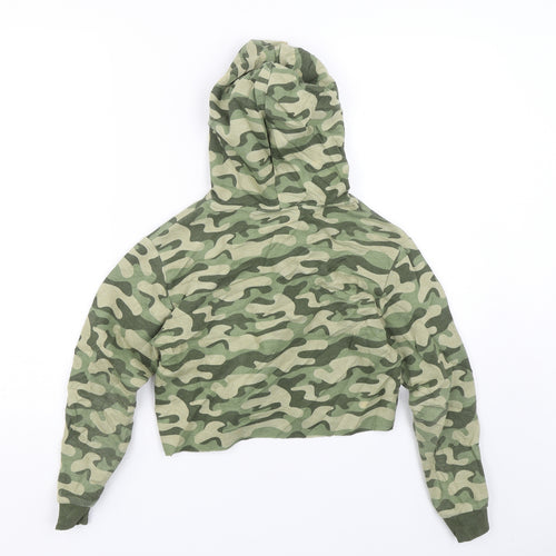 Matalan Girls Green Camouflage  Pullover Hoodie Size 10 Years  - Cropped