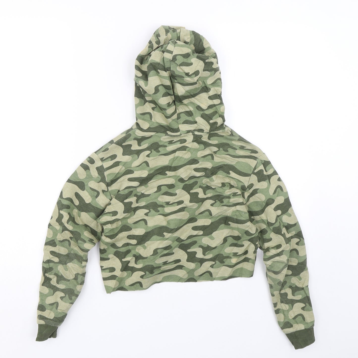 Matalan Girls Green Camouflage  Pullover Hoodie Size 10 Years  - Cropped