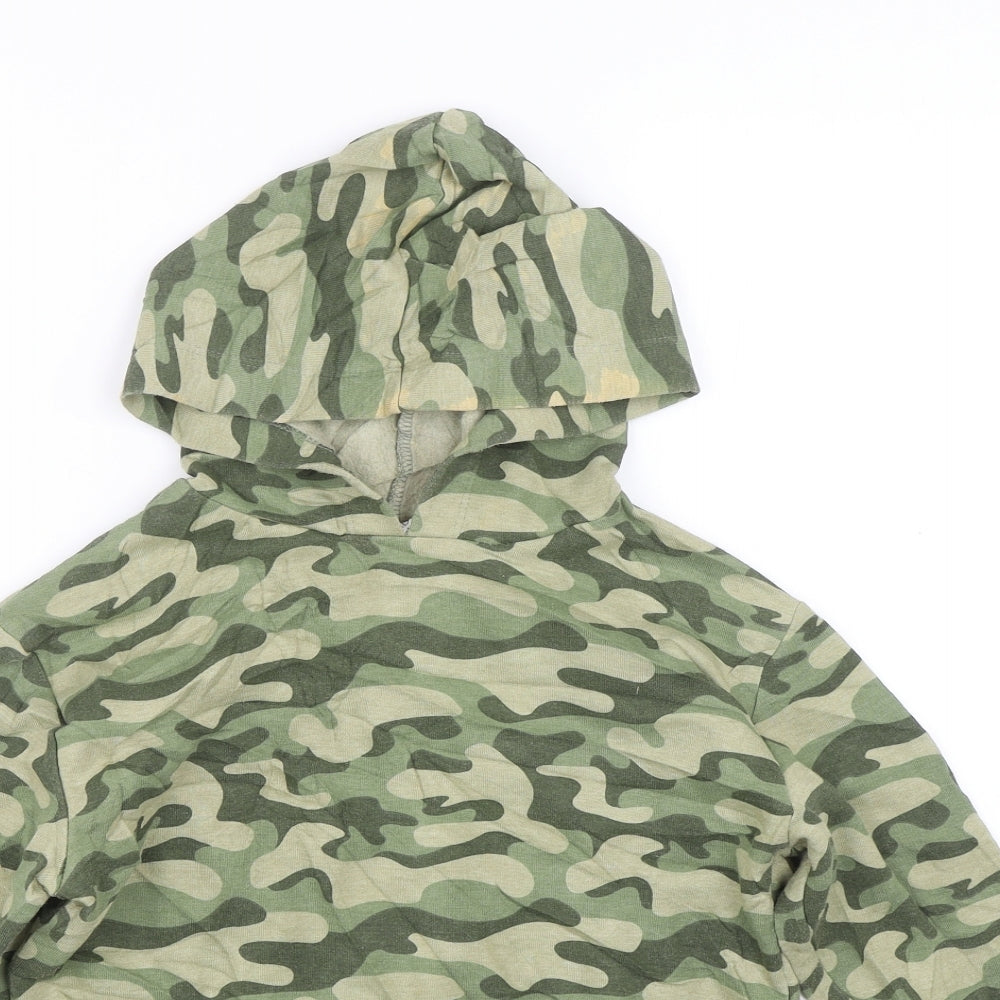 Matalan Girls Green Camouflage  Pullover Hoodie Size 10 Years  - Cropped