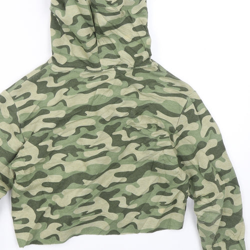 Matalan Girls Green Camouflage  Pullover Hoodie Size 10 Years  - Cropped