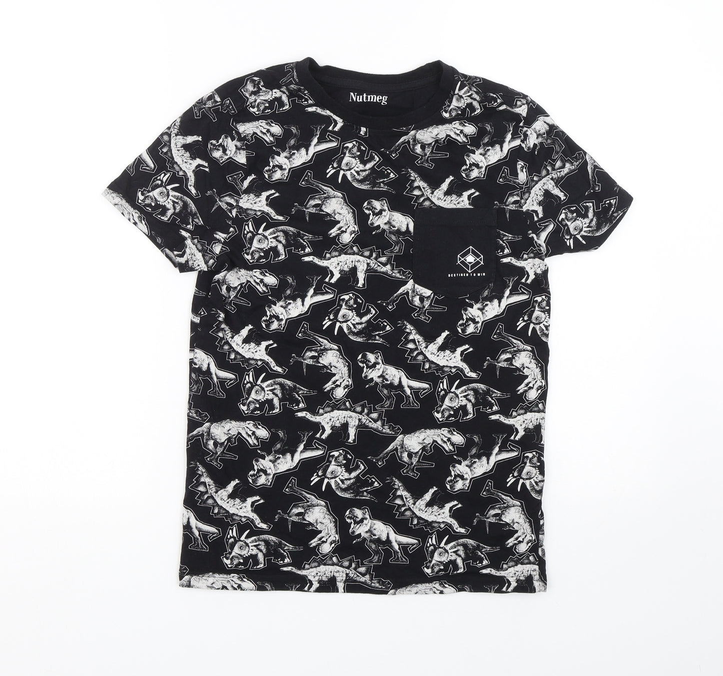 Nutmeg Boys Black Animal Print  Basic T-Shirt Size 13-14 Years  - Dinosaurs