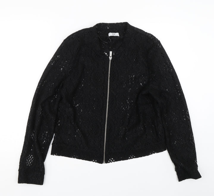 C&A Womens Black Floral Jacket Size 16