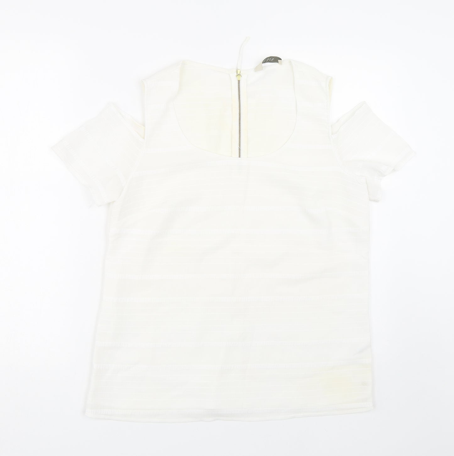 Oasis Womens White Striped  Basic T-Shirt Size 12